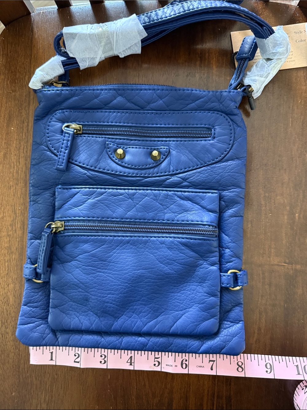 Royal Blue Crossbody Bag with Front Zip Pockets